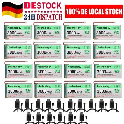 3,7V 3000mAh Li-Batterie mit USB-Ladekabel 103665 1S LiPo-Batterie+ Micro JST DE