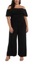 R&M Richards Womens Embellished Wide-Leg Cold-Shoulder Pantsuit Plus Sz 18 W.