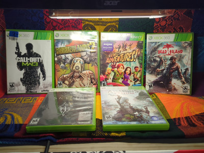 xbox 360 lot games: 6 games - varying condition - Borderlands, skyrim, COD MWF3