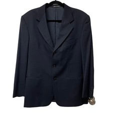 Valentino Uomo Italian Black Pinstripe Wool Suit Jacket Blazer 3 Button Size 39R