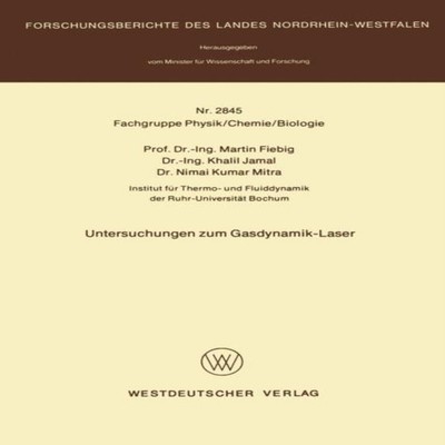 Untersuchungen Zum Gasdynamik-Laser Martin Fiebig Paperback Sprin
