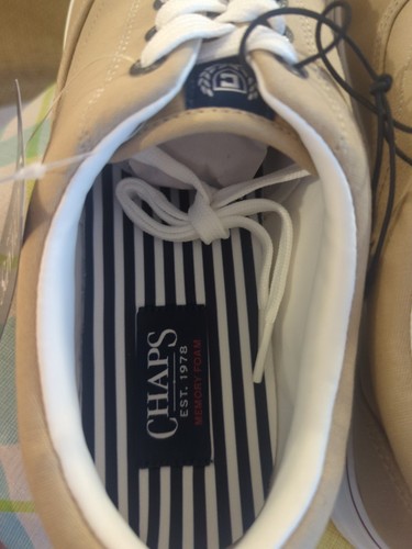 Chaps Canvas Lace up Sz 12 NWT Tan Beige - Picture 3 of 7