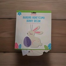 Lot de 2 décorations de Pâques pastel Pâques décor nid d'abeille lapin à suspendre