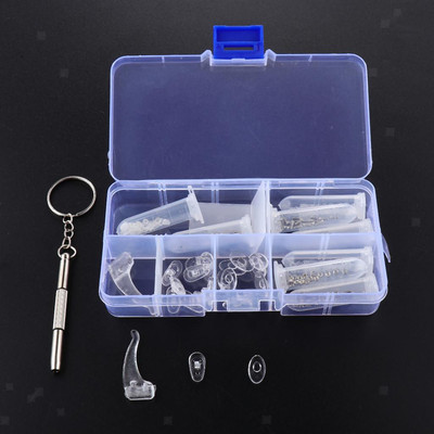 Brillen Reparatur Werkzeug Set kleine Schrauben Muttern Silikon Ohr Nasen Pads Unterlegscheibe Set