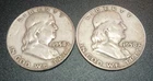 Lot of (2) 1958-D Franklin Silver Half Dollars - 90% US Coinage - Junk Silver