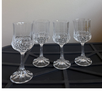 Vntg. Cristal d'Arques Durand Wine Glasses 8 .25oz LONGCHAMP Set of 4