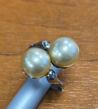 Vintage 60's Sterling Silver  Cultured Pearl Bypass Style Ring Size 4.5