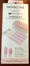 Dashing Diva Glaze Semi-Cured Gel Starter Kit 32 Pc with LED Lamp, Lovely Pink