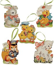 Bethany Lowe Spring "Retro Easter Die Cut Dummy Board Ornaments" RL6557