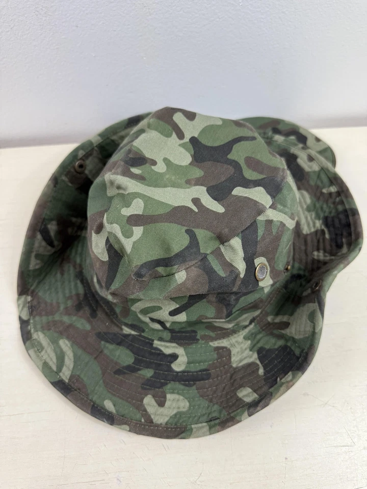 Sombrero Camuflaje Boonie Para Hombres Medio Verde Camuflaje Cuello Solapa Mentón Correa Sol Caza Foto 2 de 4