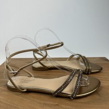 Womens Jewel Badgley Mischka Roslyn Metallic Crystals Strappy Sandals Size 7 M