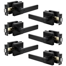 Knobonly 6 Pack Square Privacy Door Levers Interior, Black Door Handles with ...