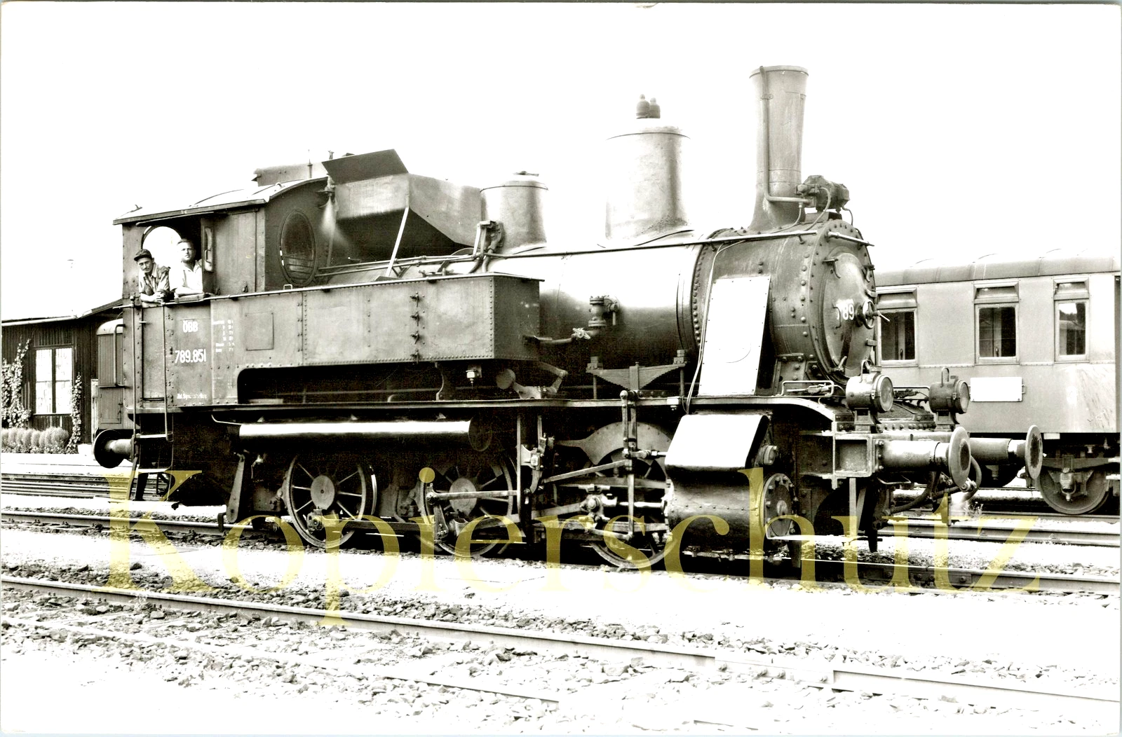 Foto - ÖBB 789.851 (ex BBÖ/DRB 89 851 ex bay 4751) in Sigmundsherberg um 1954 - Bild 1 von 1