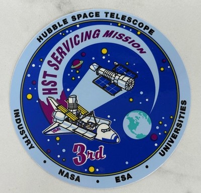 Vintage NASA HST 3rd Servicing Mission Hubble Space Telescope Sticker Decal 1997