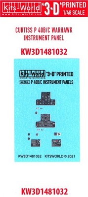 Kits World Decals 1/48 3D Decals CURTISS P-40B/C WARHAWK INSTRUMENT PANEL