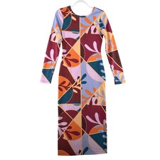 Latino Heritage Month Long Sleeve Midi Bodycon Sweater Dress Womens Small Retro