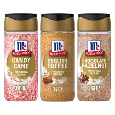 McCormick Finishing Sugar Chocolate Hazelnut, English Toffee, Candy Cane 3-Pack