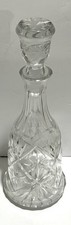 Vintage Cut Crystal Decanter with Stopper Starburst and Diamond Pattern 12” Tall