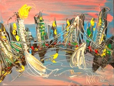 CITYSCAPE   ABSTRACT ARTWORK DECO canvas painting  Original Oil Painting 5GG