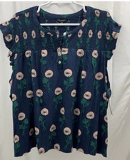 Women's Lucky Brand Smocked Yoke Shirt 1X NEW