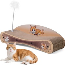 Cat Scratcher Lounge Bed, Reversible 2-in-1 Cardboard Scratching Board, Durab...