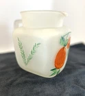 Vintage Federal Glass Satin Star Bottom Hand Painted Juice Pitcher 1950's 5.5 in