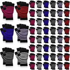 50 Pairs Winter Fingerless Gloves Bulk Knitted Winter Half Finger Gloves for ...