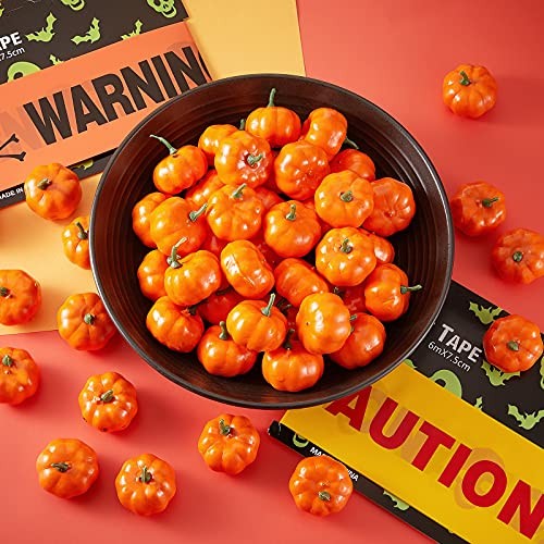 Künstliche Mini Kürbisse Herbst Ernte Kunstfrüchte kleine Kürbisse 50 orange - Bild 6 von 6