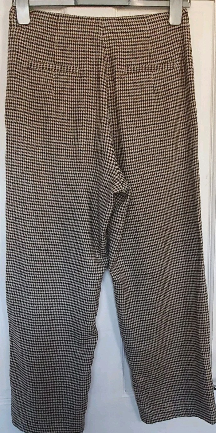 MASSIMO DUTTI Trousers Womens UK 8 Brown Mix Houndstooth W28" L25" Vgc  thumbnail 2
