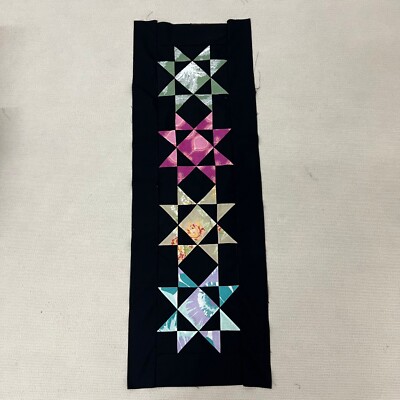 Handmade Ohio Stars Patchwork Cotton Fabric Unlined Table Runner Topper 47''