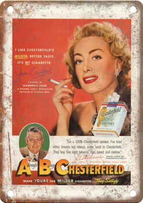 chesterfield cigarette sign Vintage Cigarettes Flange Sign: Original Tobacco Advertising Chesterfield Cigarette Tobacco 12" x