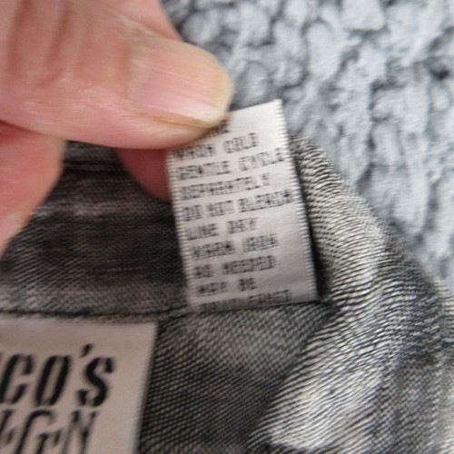 Chico's Jacket Womens 1 Gray Black Striped Linen Long Sleeve Button Up - Picture 8 of 11