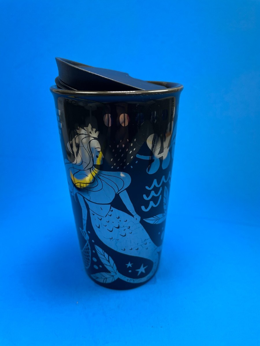 Starbucks Siren Mermaid Black Silver 12 Oz Coffee Tumbler Mug 2017 RARE C76