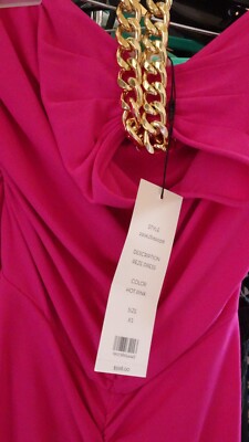 Veronica Beard Women's Reze Dress Hot Pink Gold Chain Maxi