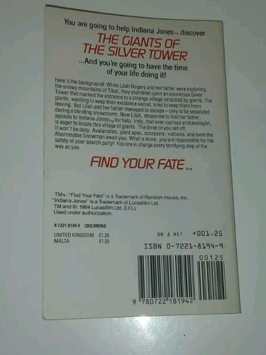 Indiana Jones and the Giants Of The Silver Tower By R L Stine 1984 1st Print - Picture 6 of 7