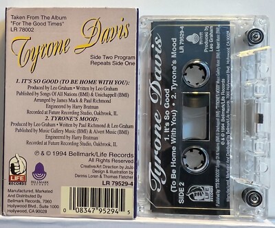 Tyrone Davis: It's So Good (Cassette Tape Single Card Sleeve) *Rare* *Very  Good*