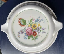 Fraunfelter Ohio China Round Covered Casserole Baker Floral Rose Cottagecore 8"