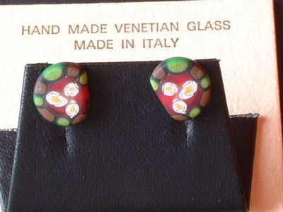 Venezianische Millefiori Ohrstecker - Murano Glas Ohrringe - Biancardi Venezia -