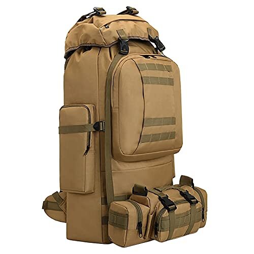 King'sGuard 100L Camping Hiking Backpack Molle Rucksack Military Camping Khaki