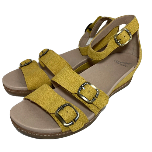 Dansko Women's Astrid Textured Yellow Wedge Nubuck Comfort Sandals 10.5-11 M US | eBay