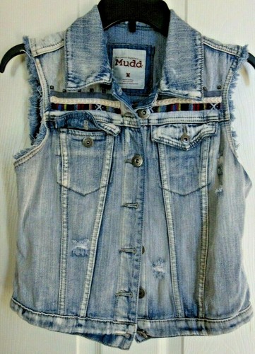 Mudd Distressed Blue Denim Jeans Vest 