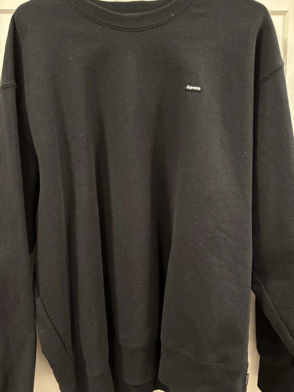 Supreme Grande Boîte Logo Contraste Crewneck   Noir   Taille Homme Grand NEUF