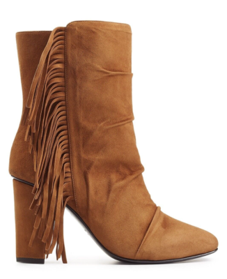 GIUSEPPE ZANOTTI Fringed Brown Tan Suede Ankle Boots Size 41 