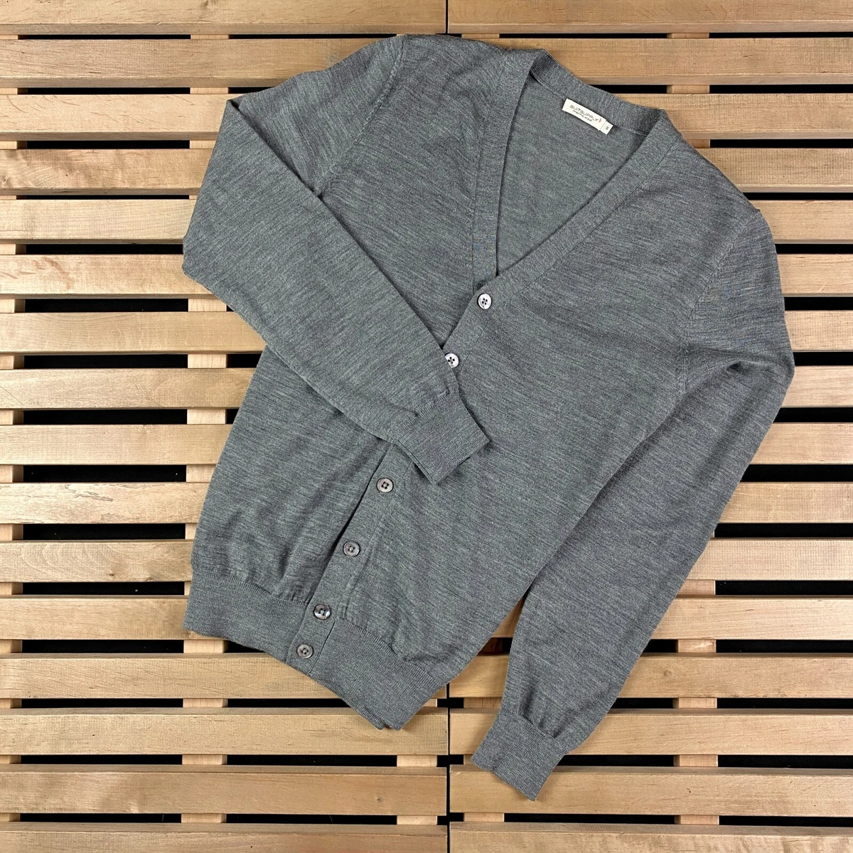 Mens Merino Wool Sweater Cardigan Suitsupply Size S Gray eBay