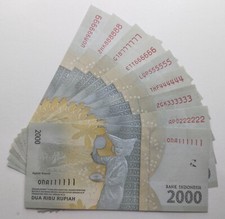 Indonesia 2000 2.000 Rupiah 2016/Random Date Solid 111111 - 999999 (UNC) - P.155
