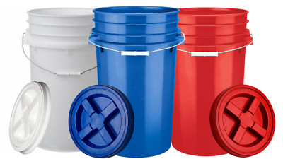 7 Gallon Food Grade BPA Free Large Bucket with Screw On Airtight Lid (Pack of 3)