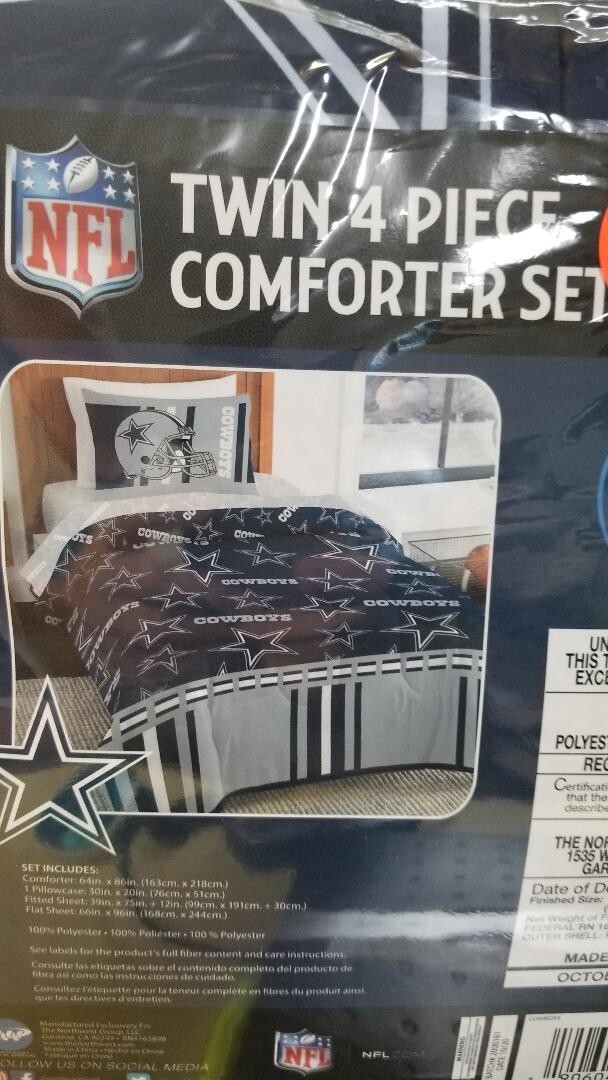 Dallas Cowboys NFL Piece Twin Comforter Bedding Set Blue/White