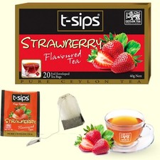Ceylon STRAWBERRY Flavoured Black Tea 100 Natural Pure Organic 20 Tea Bags