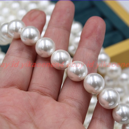 Huge Pretty Natural 20mm White Shell Pearl Gemstone Round Loose Beads 15''Strand - Picture 4 of 12