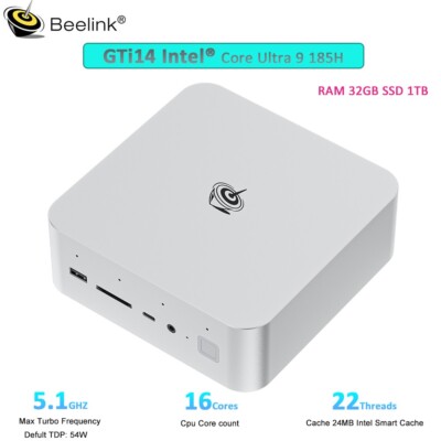 Gaming PC Beelink GTi14 Intel Ultra9 185H Mini Computer RAM32GBDDR5 SSD1TB WIFI7